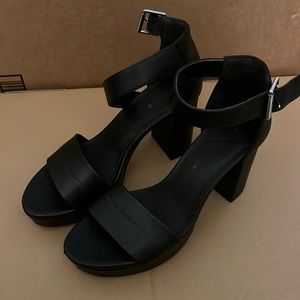 Black leather heels
